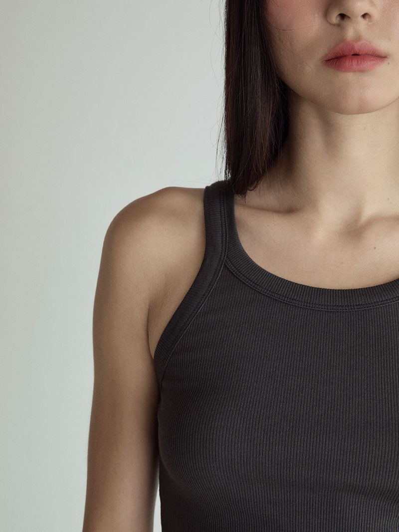 Cotton Sleeveless Top_Charcoal