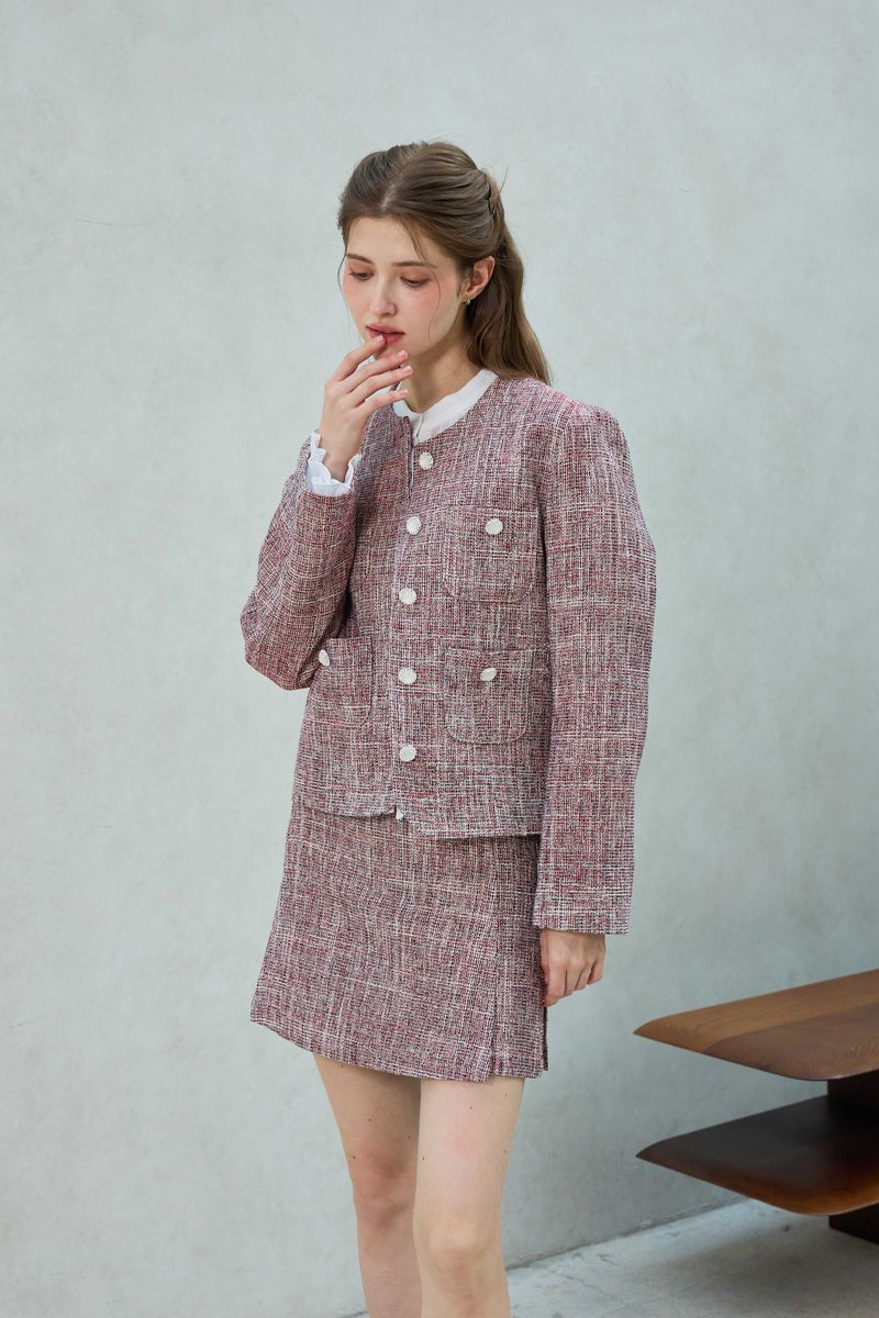 CHERISH TWEED SKIRT PANTS / RED