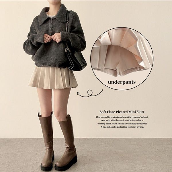 Guts warm pleats A-line wool miniskirt