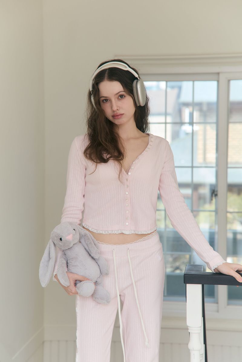 Sweet Dreams Lace Flare Pants (Pink)