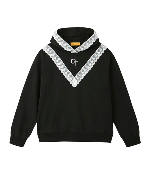CLUT STUDIO(クラットスタジオ)の「sailor lace hood t-shirt - BLACK(Tops)」