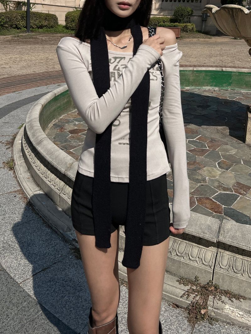 Winter long tie knit muffler (4 colors)