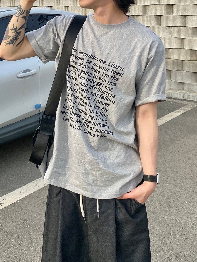 Square frame lettering short sleeve T 3C