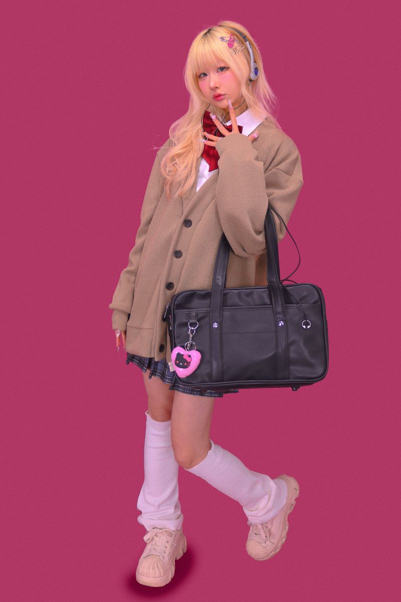 leather square school bag