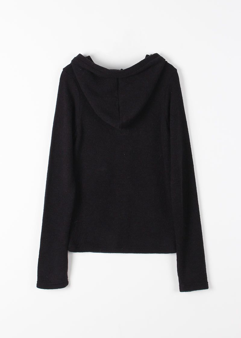 WOOL BUTTON HOOD TEE
