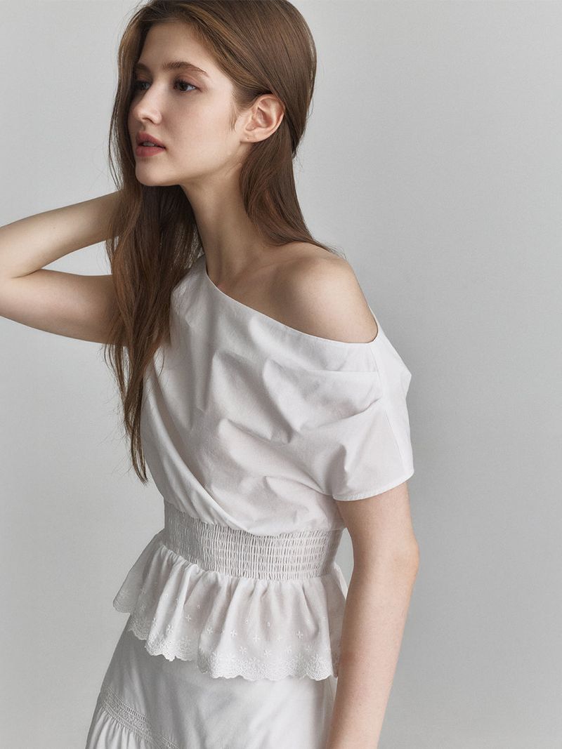 Drape lace blouse (Ivory)