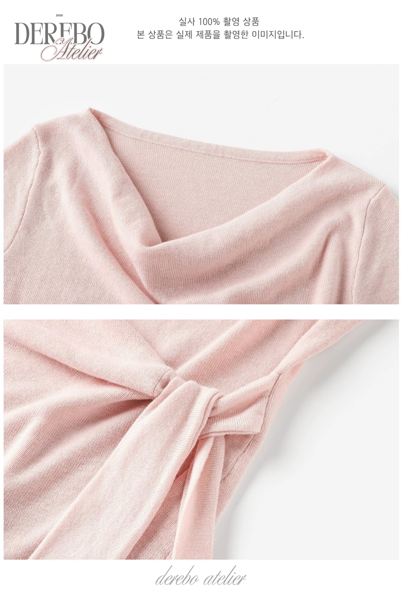 Flow Pink Shirring Wrap Knit Top
