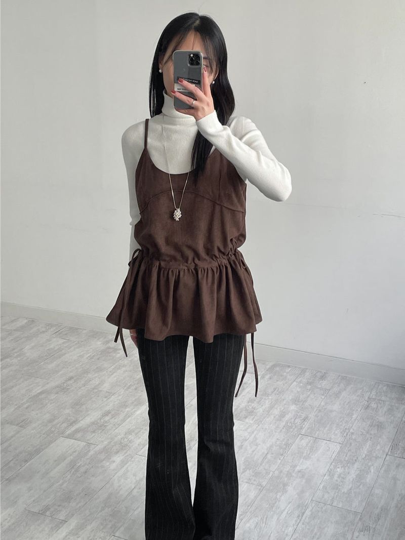 Frilled Suede Bustier