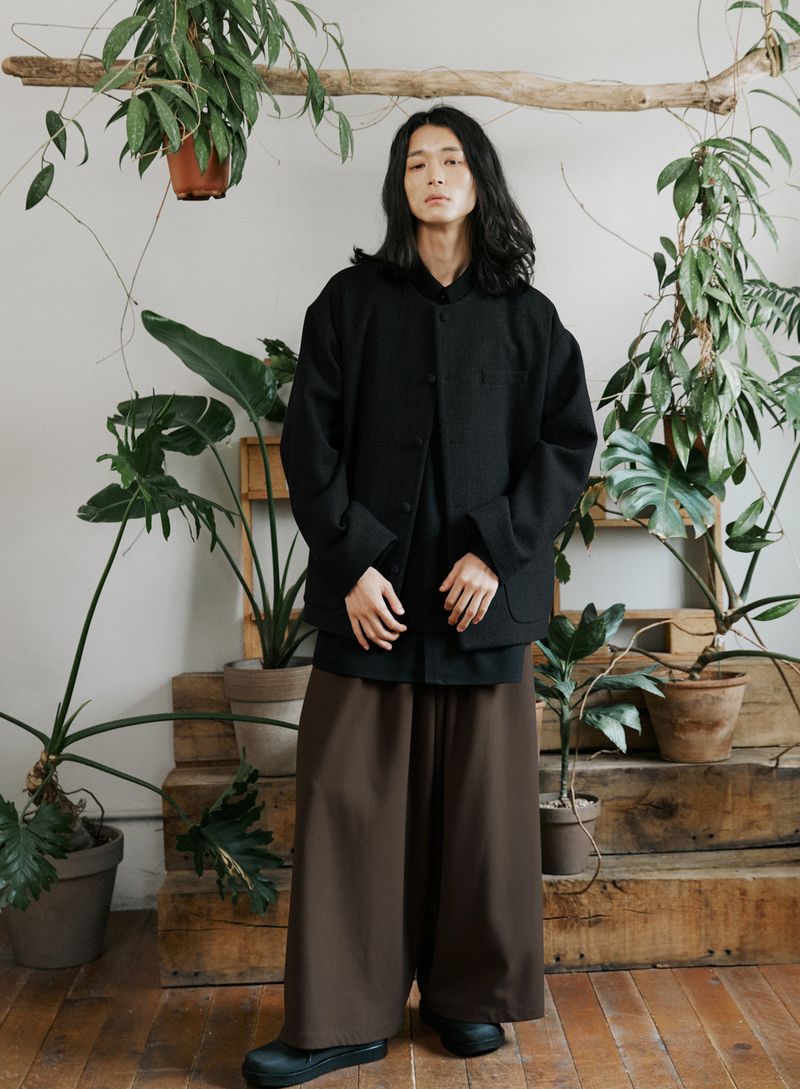 unisex side wide pants brown