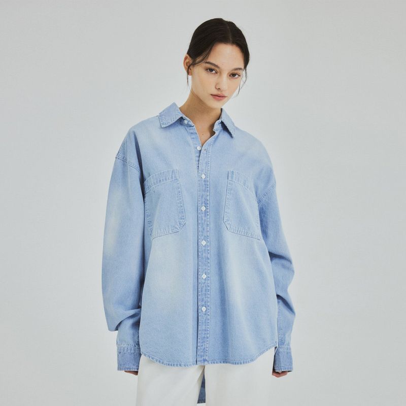 Soft-Touch Washed Denim Shirt_3Color