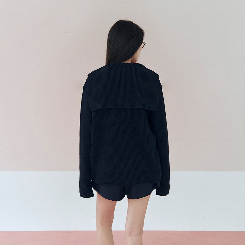 Sailor Collar Cotton Sweater_Navy