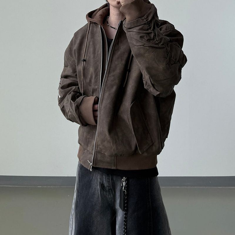 Neren Hood Bomber Leather Padding