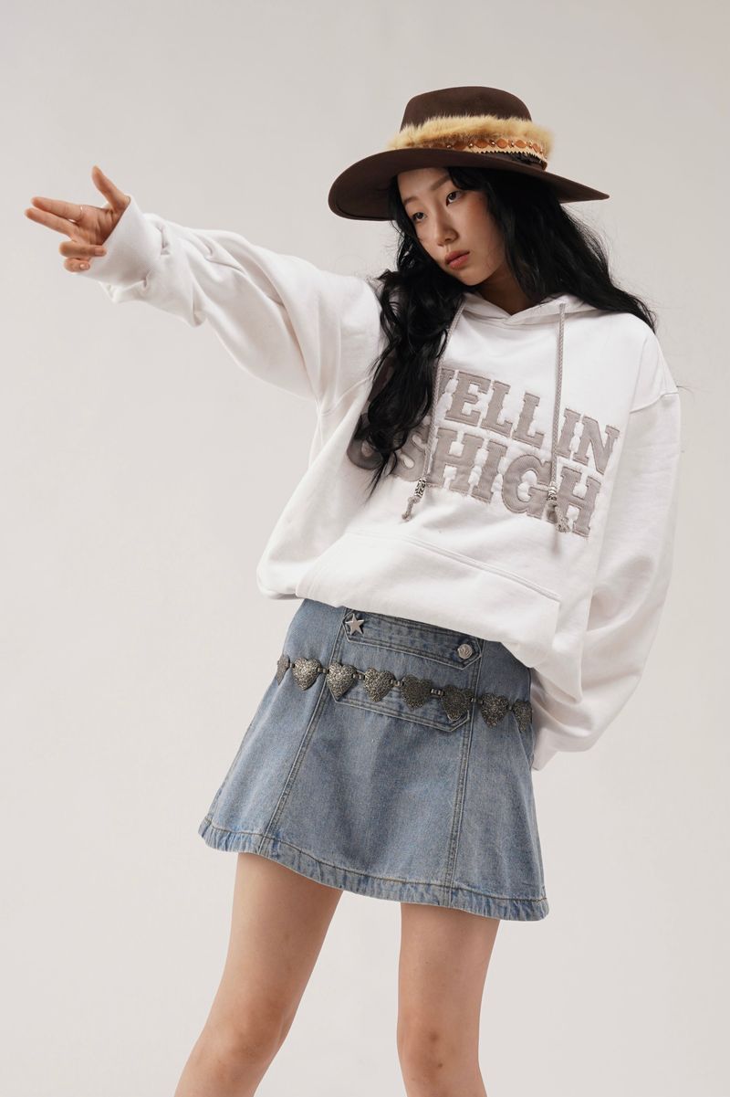OSHIGH（オスハイ）の「Love Fringe Hoodie (White)（Tops）」
