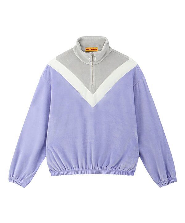 CLUT STUDIO(クラットスタジオ)の「velvet training zip-up top - VIOLET(Tops)」