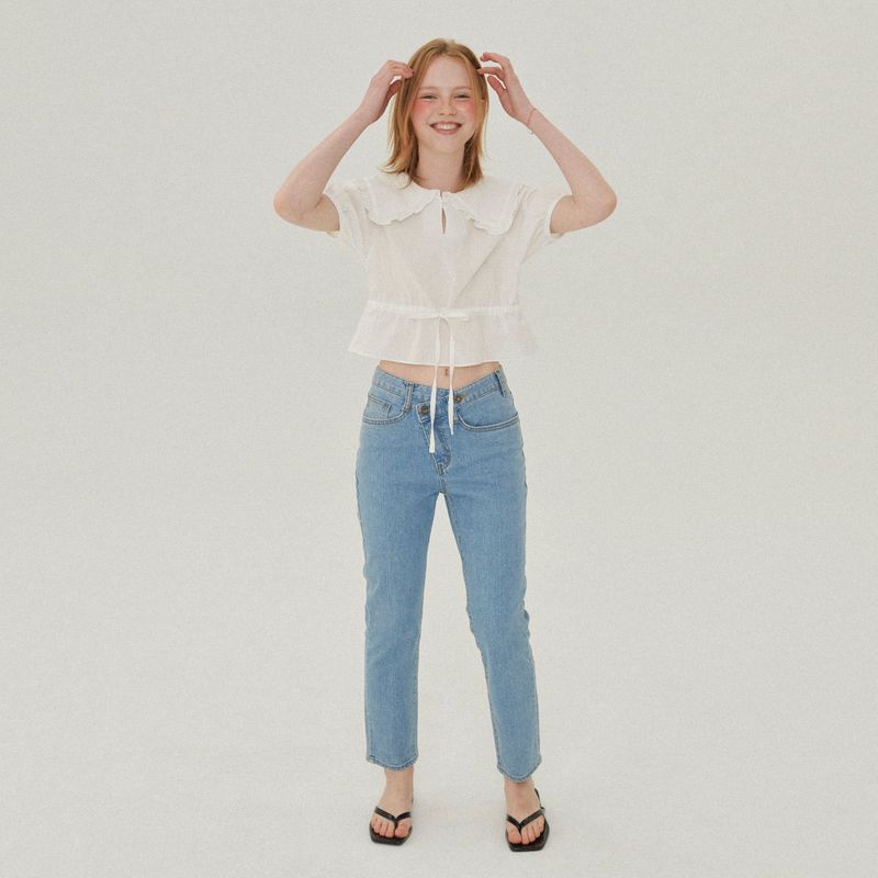 RUFFLE COLLAR CROP BLOUSE_WHITE