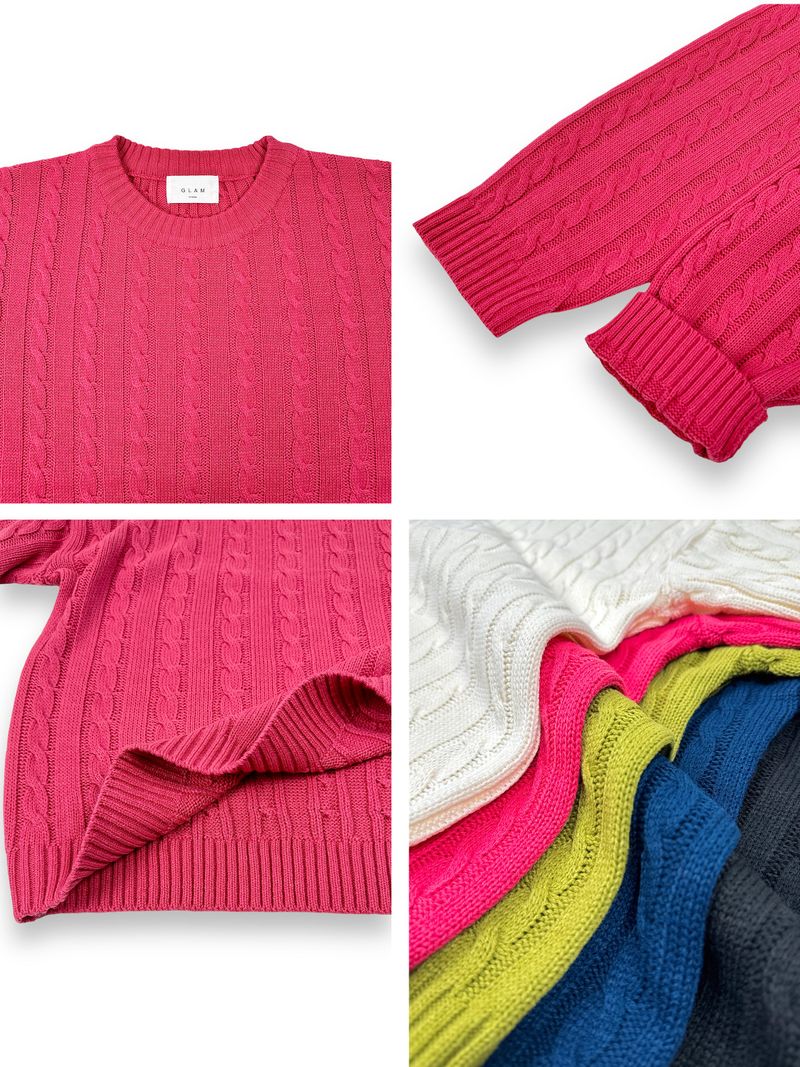 Twist Cropped Round Knit 5C