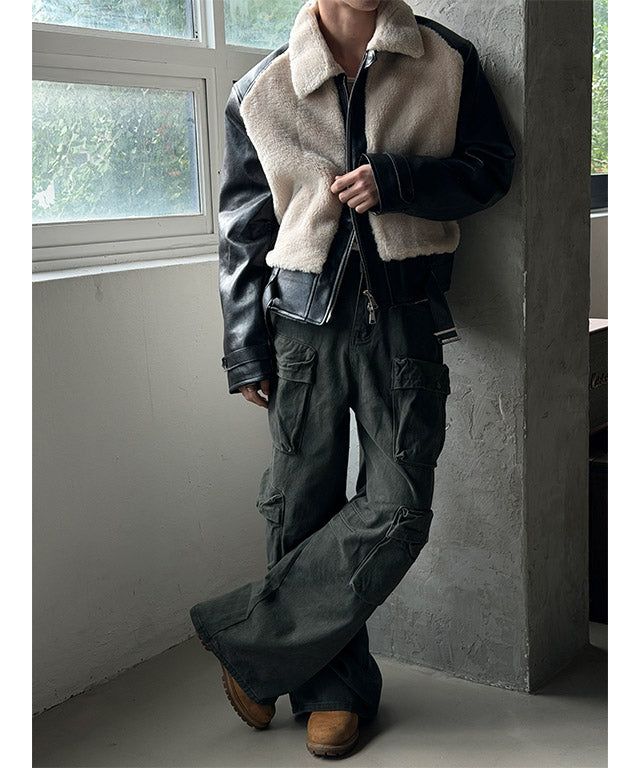 Shirring leather mustang