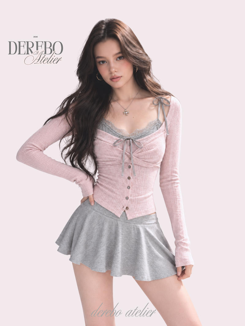 dereborujo（ドレボルゾー）の「Lady Pink Gray Layered Long-Sleeve Top（Tops）」