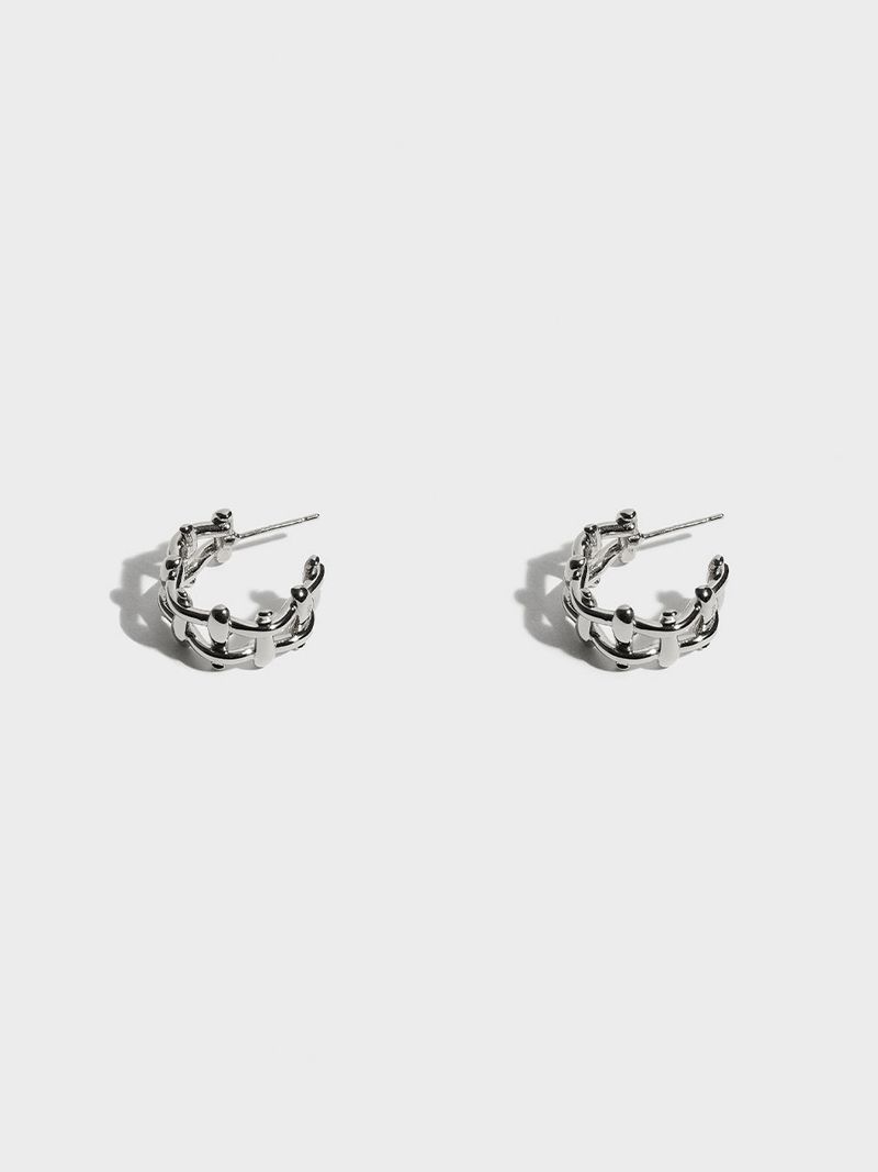 Multi Hash Tag Large Hoop Earrings (Silver)