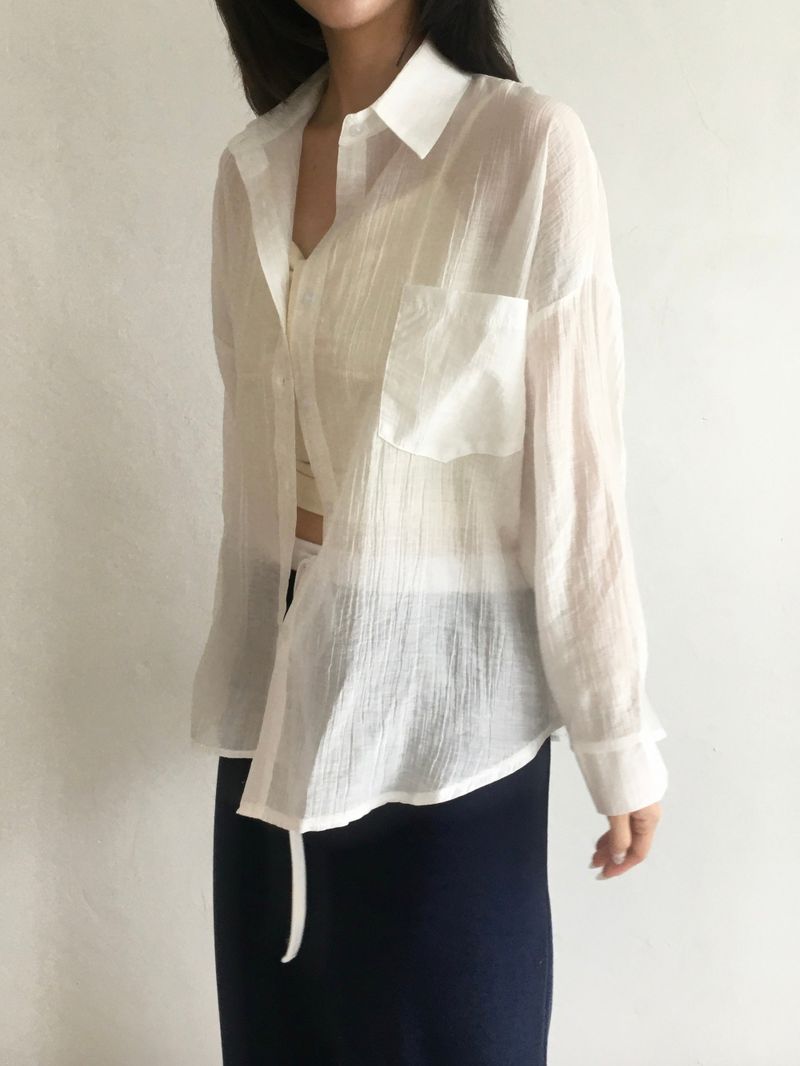 Airy Shell See-Through Shirt (7c)