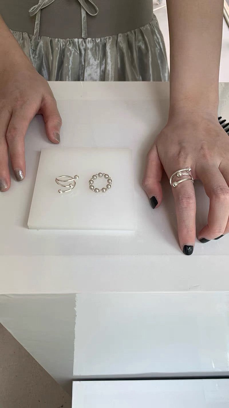 3silver balls silver ring(1pcs)