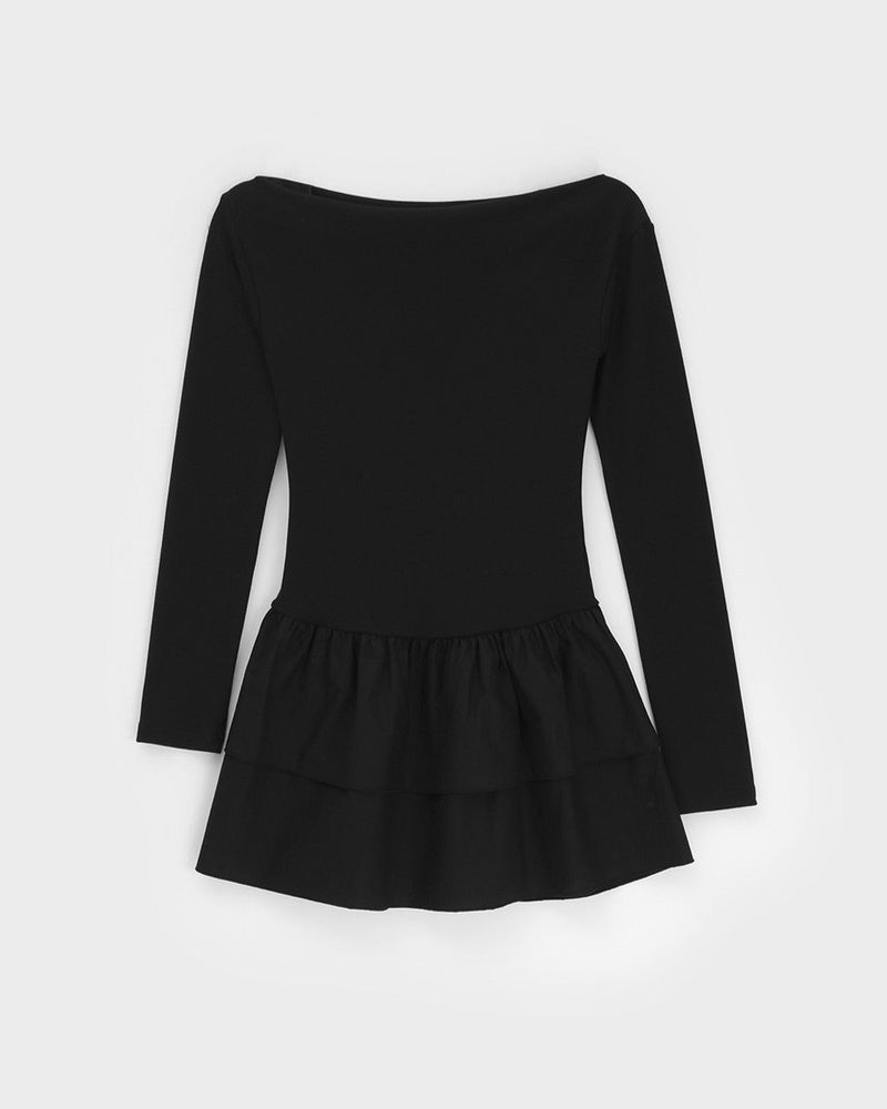 [MADE] Rufflen Unbalanced Cancan Mini Dress