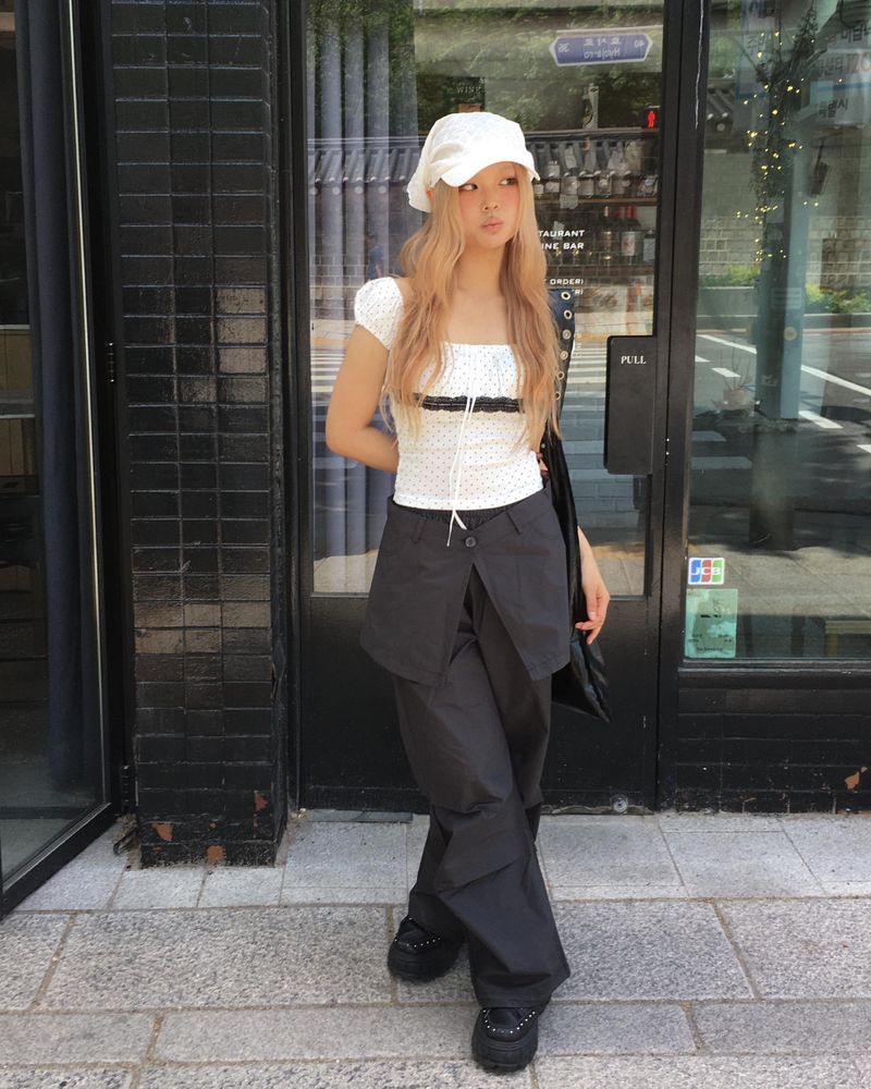 Pintuck skirt pants