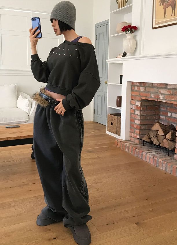 (Lining brushed) SIDE LINE PIGMENT PANTS