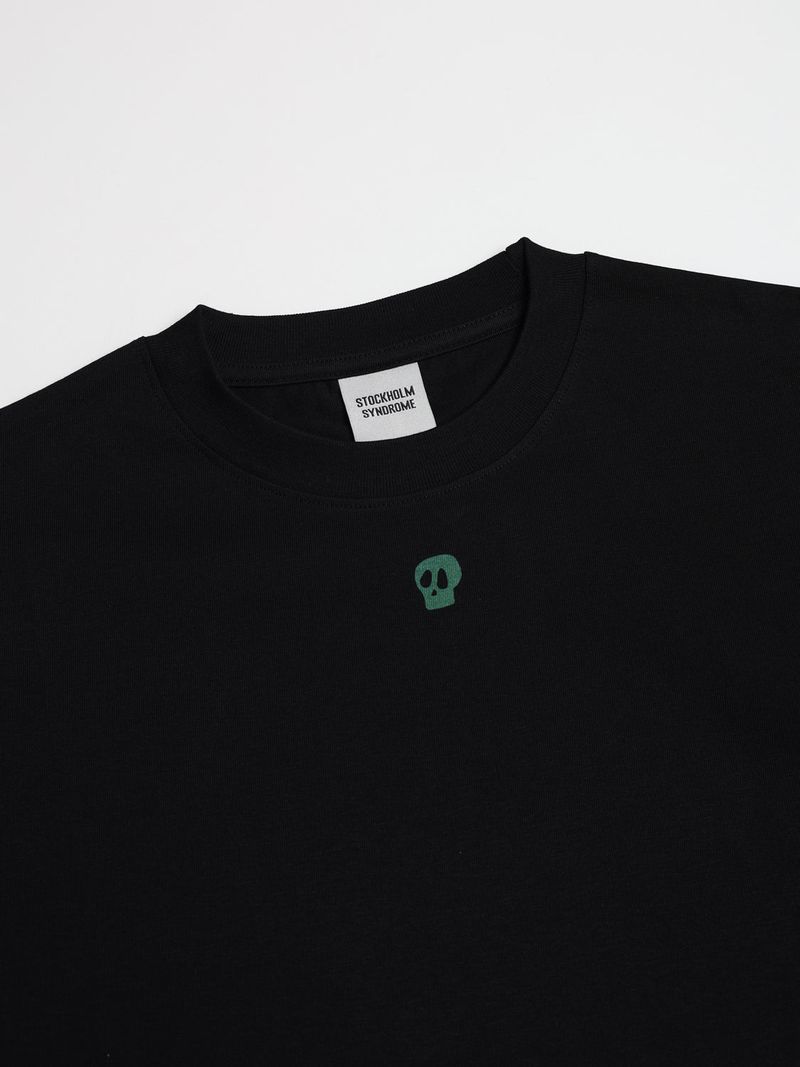 GREEN SKULL TEE - BLACK