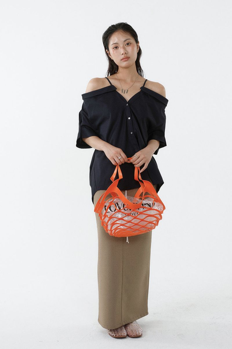 LOOSE OFF-SHOULDER SHIRT_NAVY