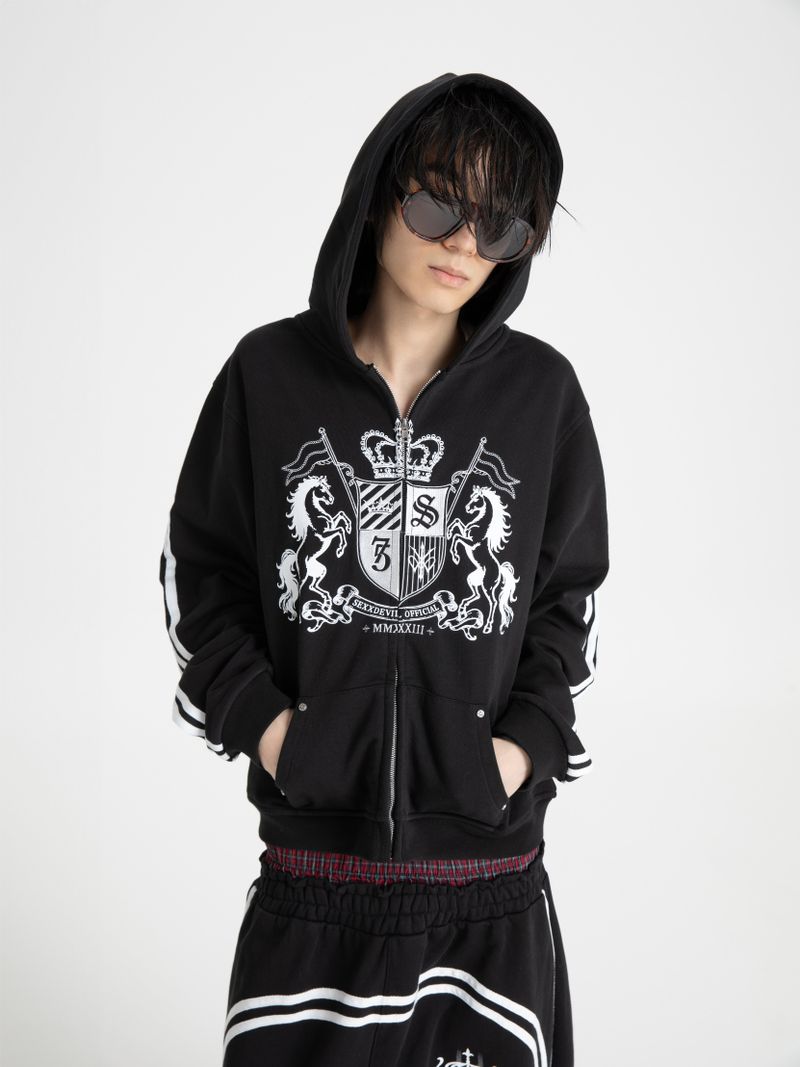SEXXDEVIL Embroidered Stripe Zip Jacket