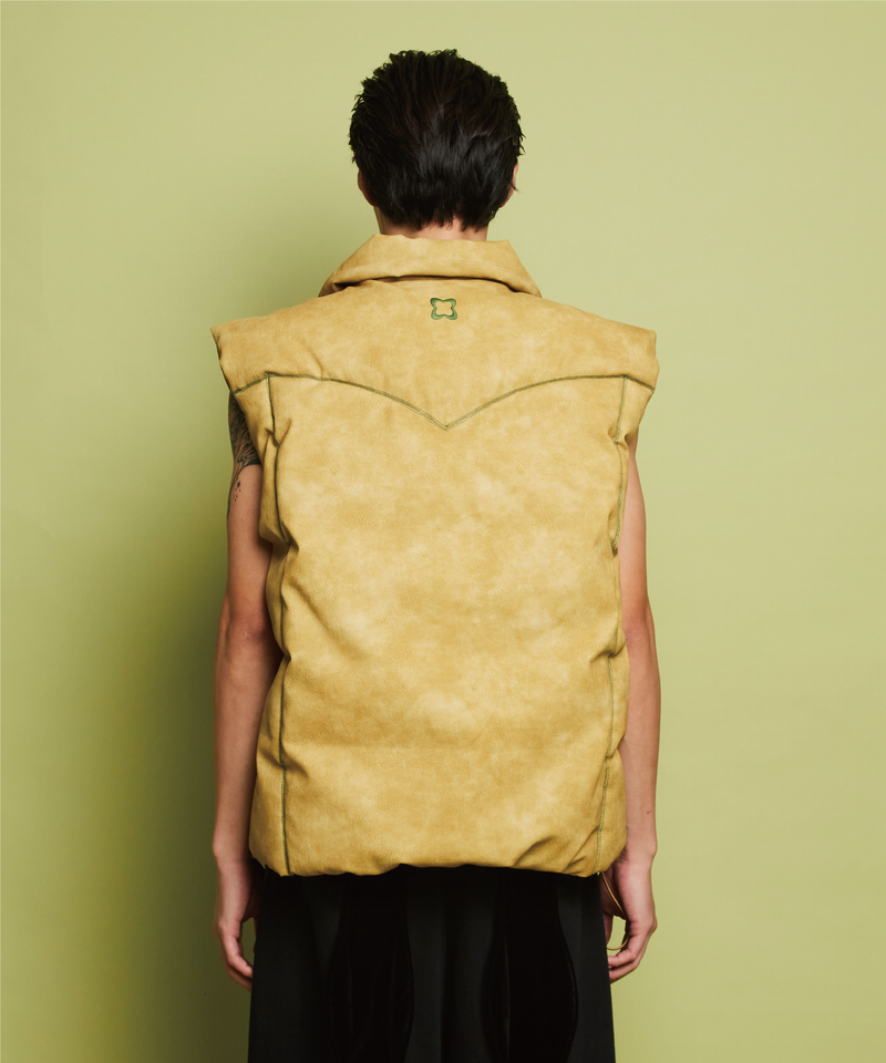 LEATHER RAW DOWN VEST