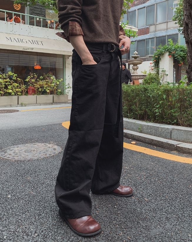 ハドン ヨーク カット ベルテッド ワイド パンツ