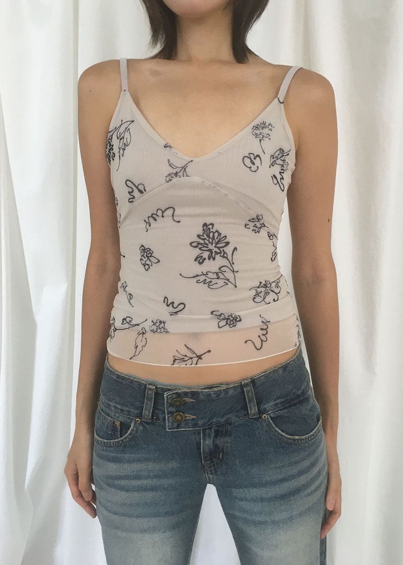 DRAWING MESH SLEEVELESS (3color)
