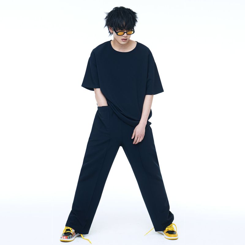 WOVEN 1/2 HALF T-SHIRT NAVY