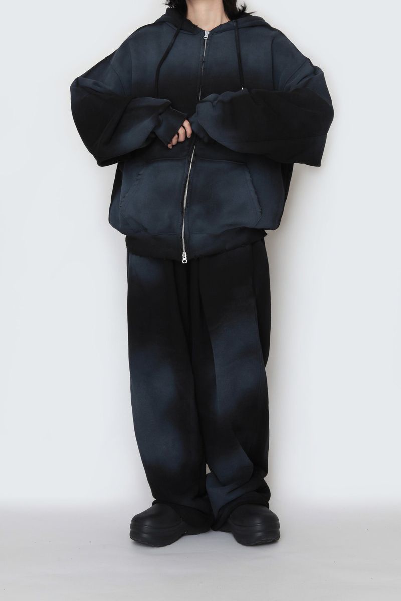 Spray washed hood zip-up