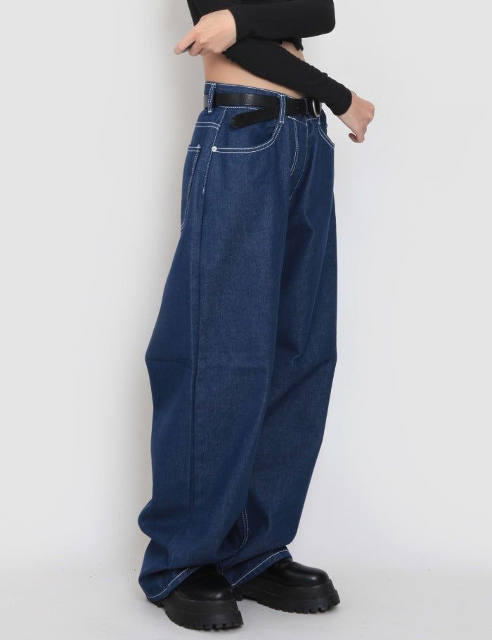 Stitch Wide Denim Pants