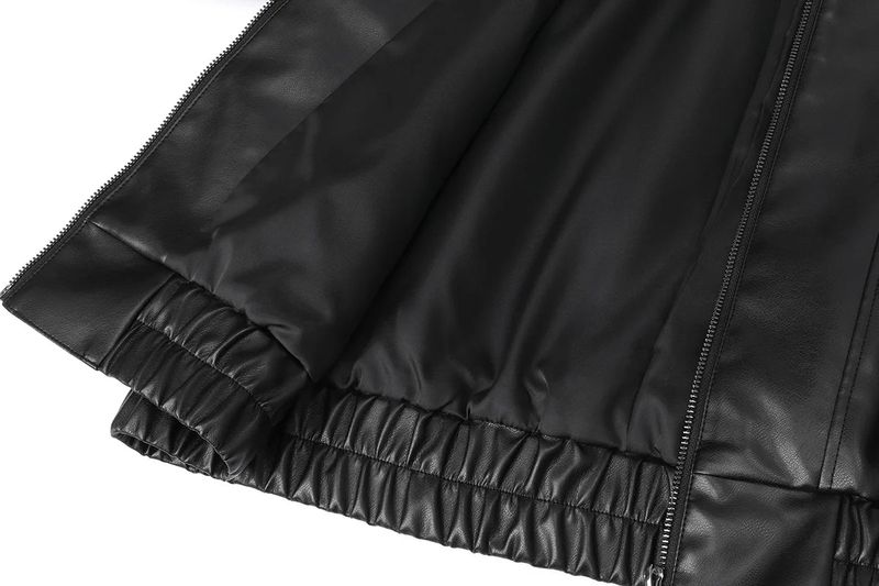 High neck leather jacket