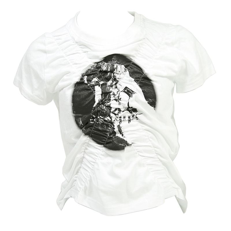222 X shirring logo crop t - White