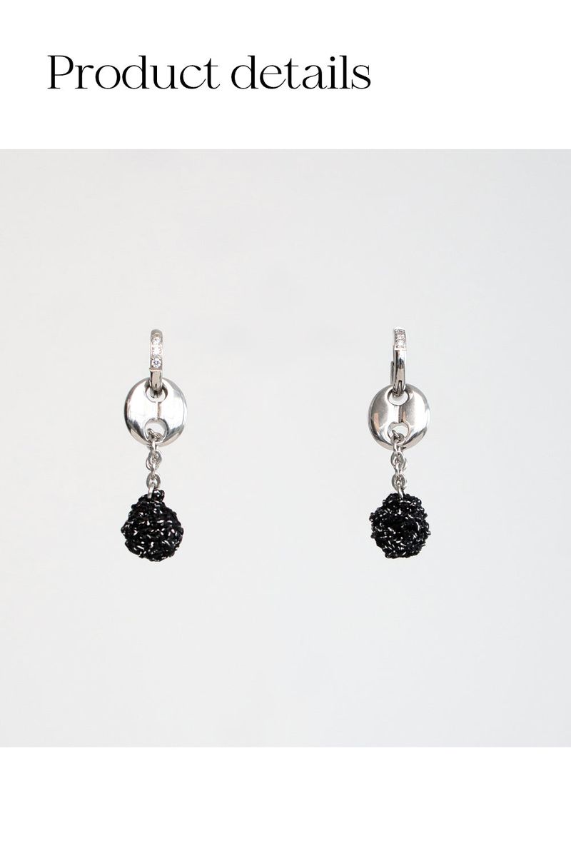 [2way] Drop knitball pendant ring earring