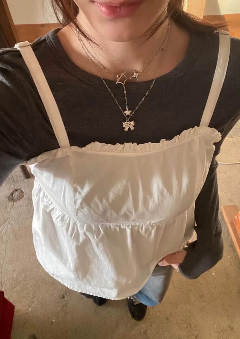chain charm necklace ribbon