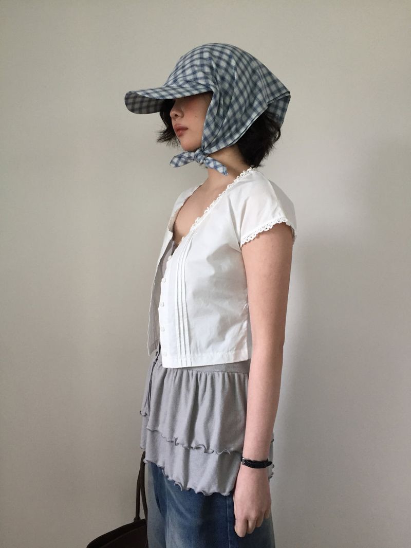 Plaid Scarf Ball Cap (2color)