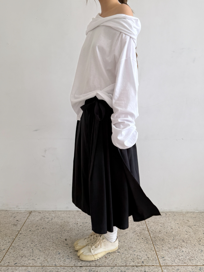 wrap skirt + pleats pants
