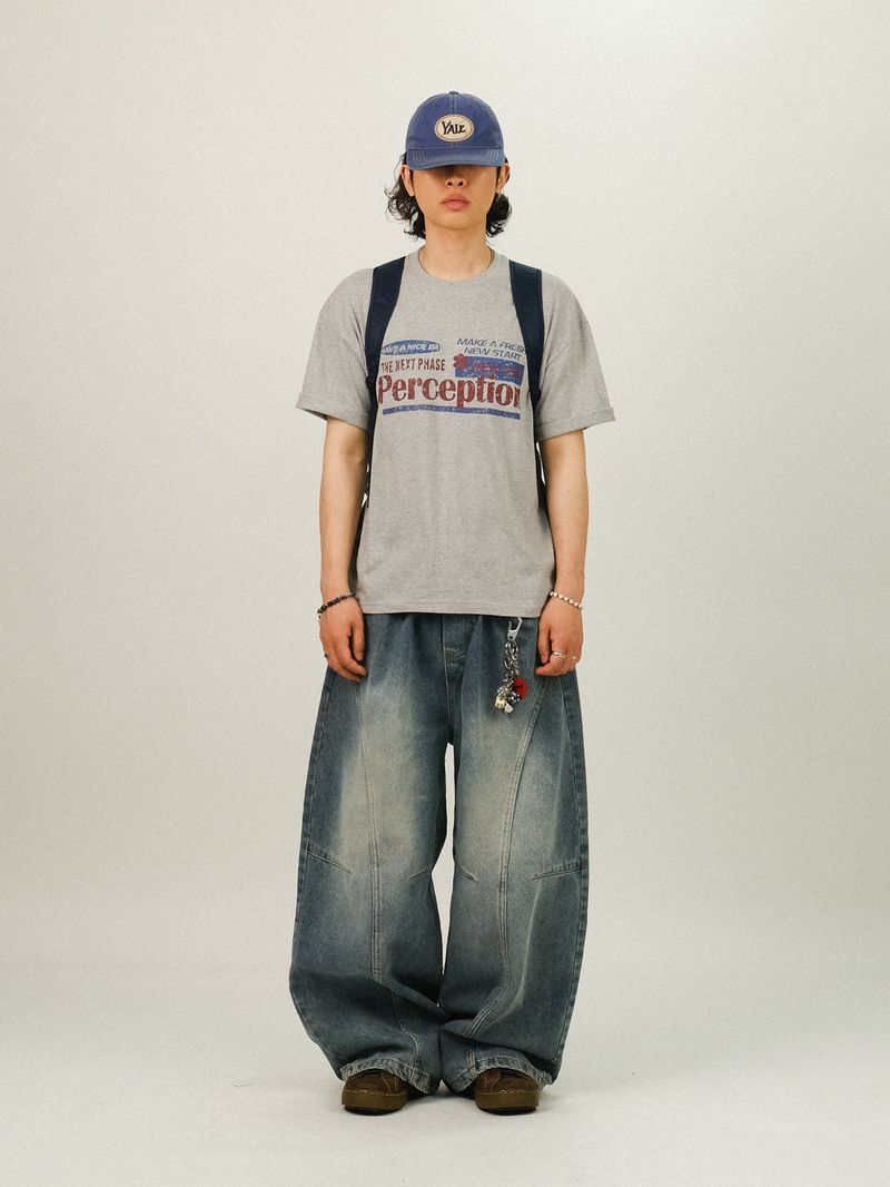 EA PINTUCK CURVED DENIM PANTS