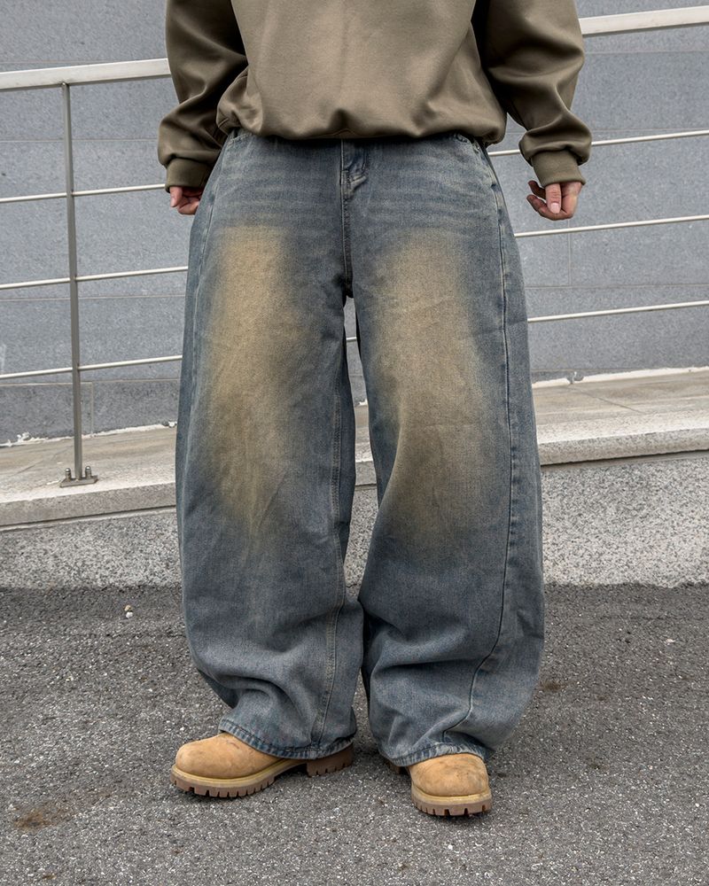 Mech side tuck wide denim pants