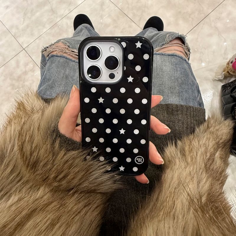 holypeachproject（ホリーピーチプロジェクト）の「s ★ ドット. (black) グラスバンパーiPhoneケース（スマホグッズ/小物）」