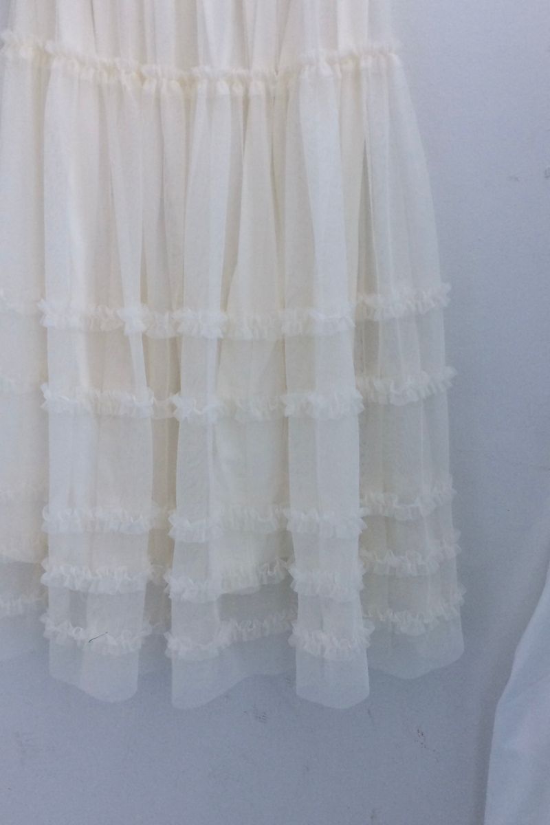 Cloud chiffon frill long skirt