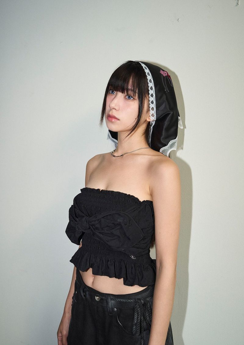 lace multi scarf - black