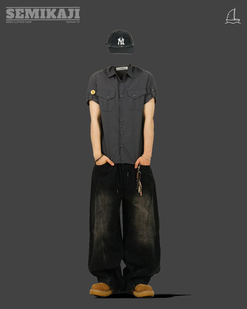 EA PINTUCK CURVED DENIM PANTS