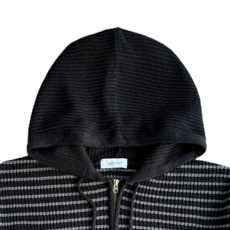 MEI STRIPE HAND-WARMER KNIT ZIP-UP UNISEX (2Color)